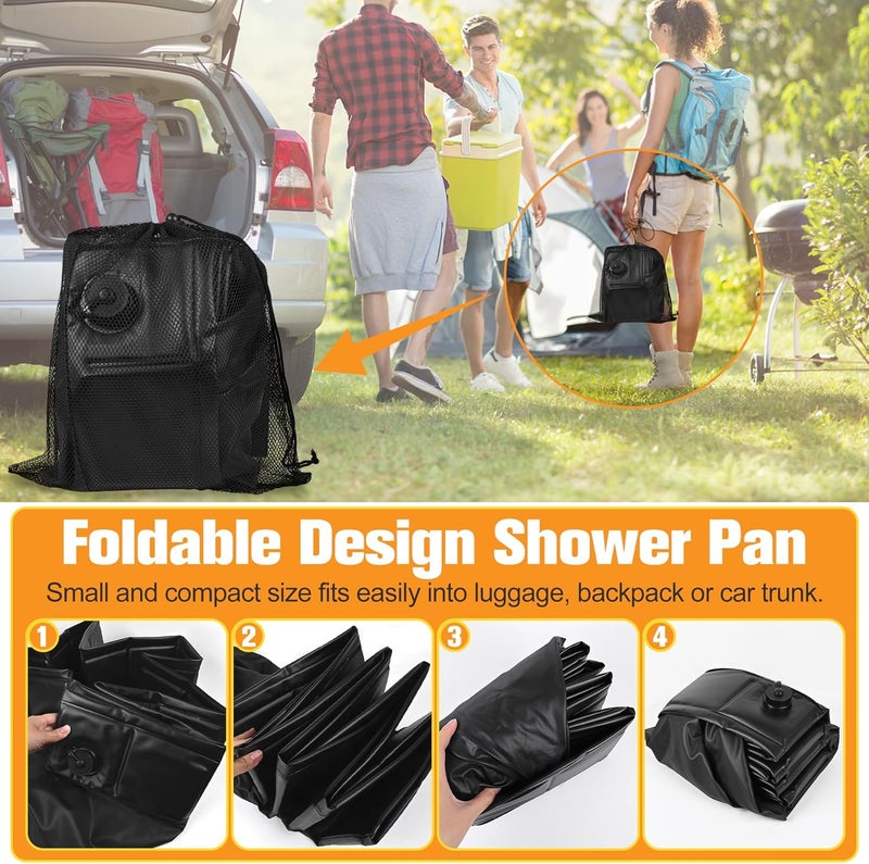 Tottist Upgraded Portable Shower Pan 41"x41"x5" - Heavy-Duty Non-Slip Base with Drain Hole & Mesh Storage Bag | Collapsible Camp Shower Tray for RV, Beach, Glamping | Leakproof Outdoor Bath Floor - Image 4